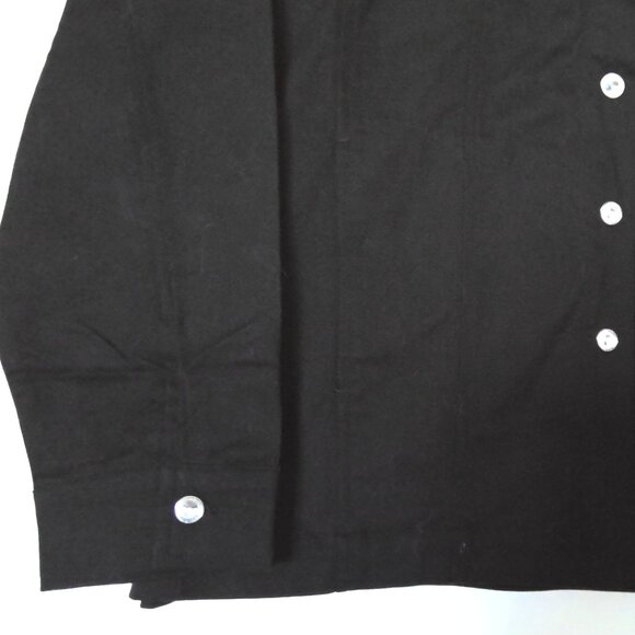 New Quacker Factory Black Denim Jacket Shirt Style Butterfly & Bling NWT Sz L - Picture 3 of 6